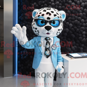 Sky Blue Leopard maskot...