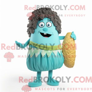Cyan Falafel maskot kostume...