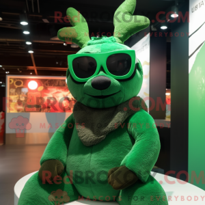 Fantasia de mascote de rena verde com macacão e óculos - Mascotes renas - REBROKO_292921 - RedBrokoly.com