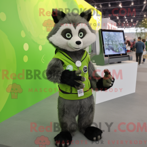 Lime Green Raccoon mascot...