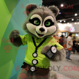 Lime Green Raccoon mascot...