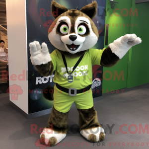 Limegrøn vaskebjørn maskot...