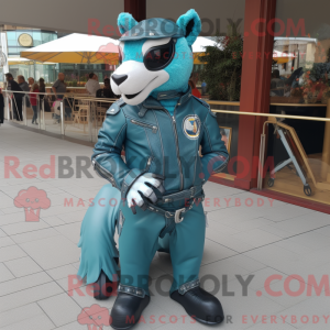Teal Mare maskotdraktfigur...