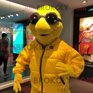 Gul Turtle maskot kostume...
