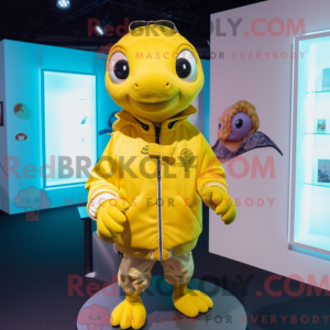 Gul Turtle maskot kostume...