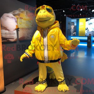 Gul Turtle maskot kostume...