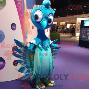 Cyan Peacock máscara...