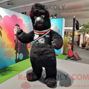 Sort alpaka maskot kostume...
