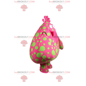 Mascota de personaje rosa con manchas verdes. - Redbrokoly.com