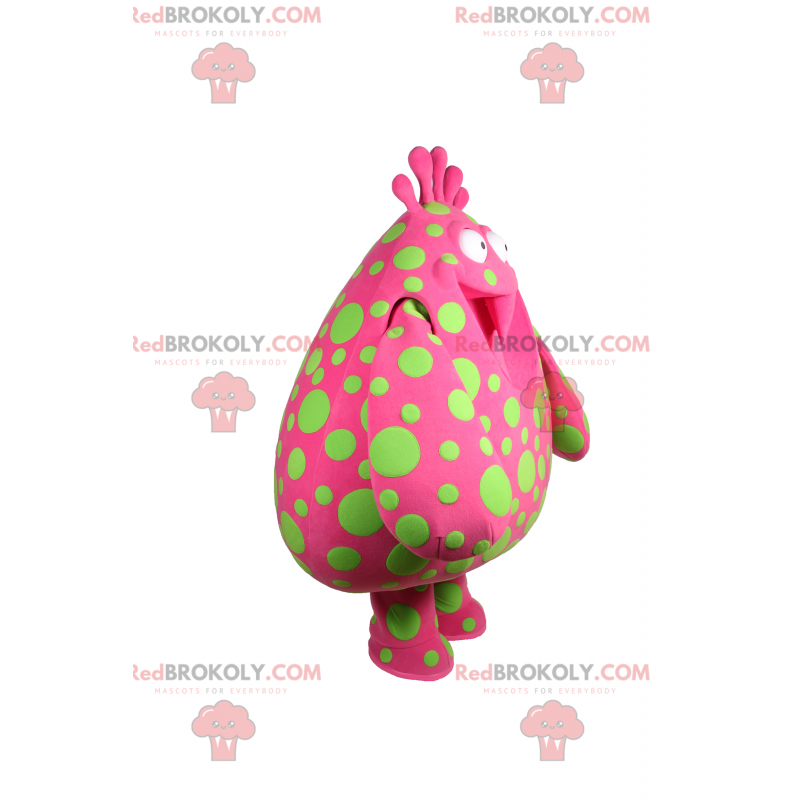 Mascotte personaggio rosa con macchie verdi - Redbrokoly.com Mascotte personaggio rosa con macchie verdi - Redbrokoly.com