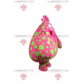 Pink karakter maskot med grønne pletter - Redbrokoly.com