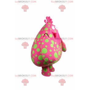 Rosa Charakter Maskottchen mit grünen Flecken - Redbrokoly.com