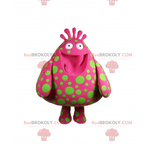 Pink karakter maskot med grønne pletter - Redbrokoly.com