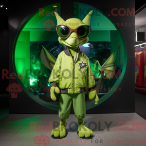 Limegrøn Pterodactyl maskot...