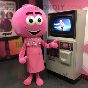 Rosa TV-maskotdraktfigur...