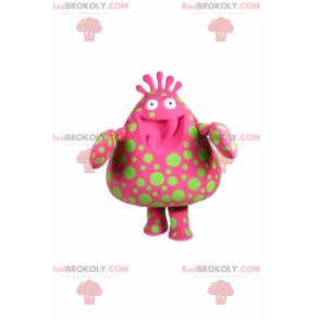 Pink character mascot with green spots - Redbrokoly.com