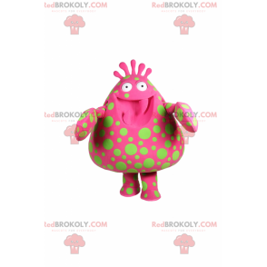 Rosa Charakter Maskottchen mit grünen Flecken - Redbrokoly.com