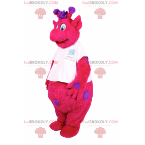 Fuchsia Charakter Maskottchen mit lila Flecken - Redbrokoly.com