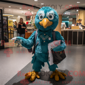 Teal Hawk maskot kostume...