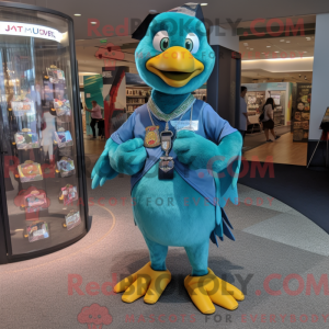Teal Hawk-maskotdraktfigur...