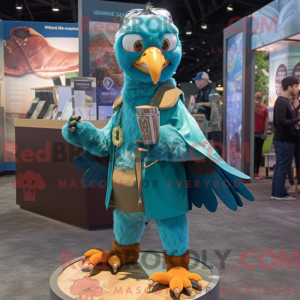 Teal Hawk-maskotdraktfigur...