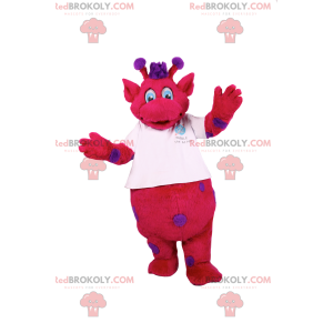 Fuchsia Charakter Maskottchen mit lila Flecken - Redbrokoly.com