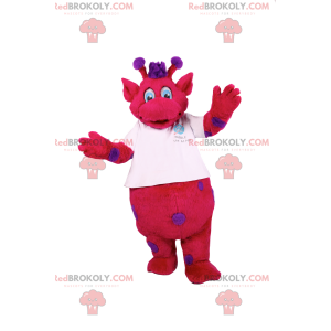 Mascotte personaggio fucsia con macchie viola - Redbrokoly.com