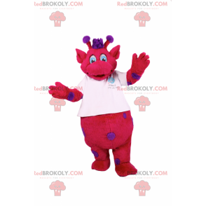 Mascotte personaggio fucsia con macchie viola - Redbrokoly.com
