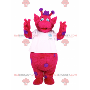 Fuchsia Charakter Maskottchen mit lila Flecken - Redbrokoly.com