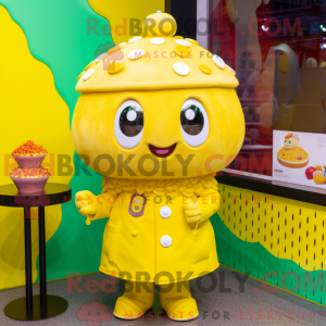 Gul Cupcake maskot kostume...