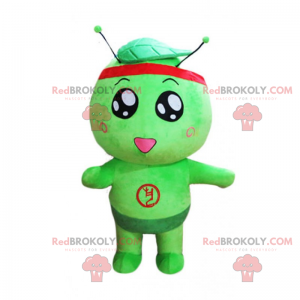 Kleine groene en ronde man mascotte - Redbrokoly.com
