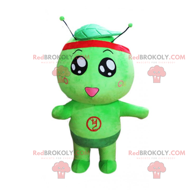 Mascote pequeno homem verde e redondo - Redbrokoly.com