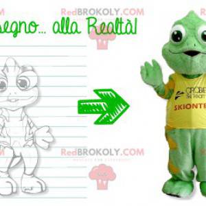 Groen en geel kameleonmascotte - Redbrokoly.com