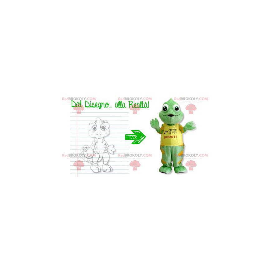Green and yellow chameleon mascot - Redbrokoly.com Green and yellow chameleon mascot - Redbrokoly.com