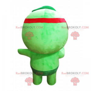 Mascote pequeno homem verde e redondo - Redbrokoly.com