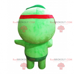 Kleine groene en ronde man mascotte - Redbrokoly.com