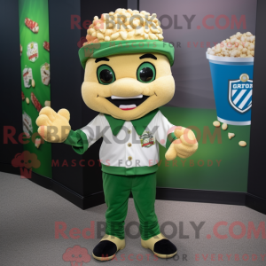 Grøn Pop Corn maskot...