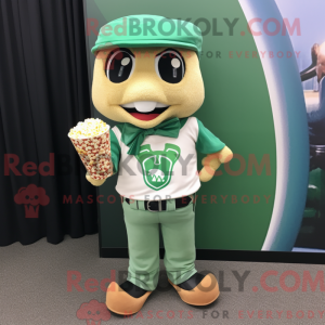 Grøn Pop Corn maskot...