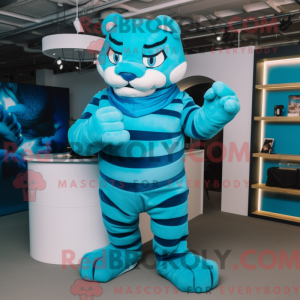 Cyan Tiger Maskottchen...