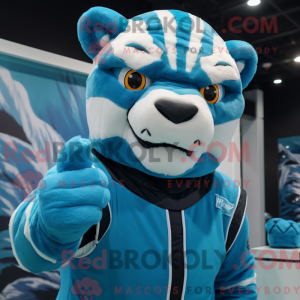 Cyan Tiger-maskotdraktfigur...