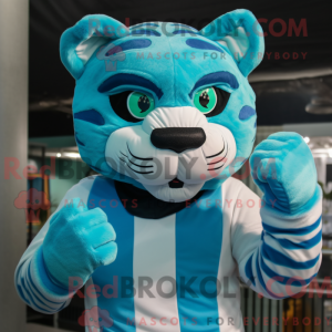 Cyan Tiger-maskotdraktfigur...