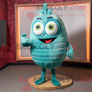 Teal Lasagna mascot costume...