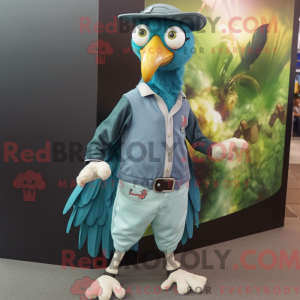Teal Guinea Fowl mascot...