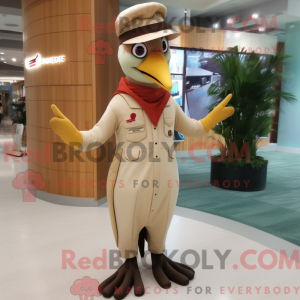 Beige spætte maskot kostume...