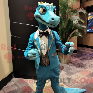 Blågrøn Coelophysis maskot...