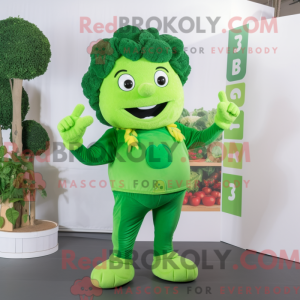 Lime Green Broccoli mascot...