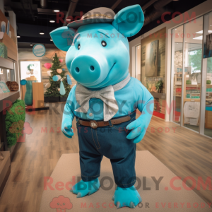 Turkis Sow-maskotdraktfigur...