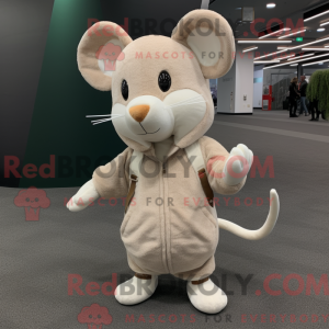 Beige musemaskotdraktfigur...