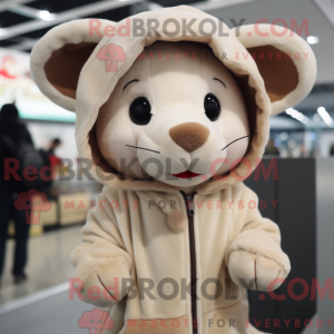 Beige muis mascottekostuum...