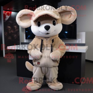 Beige mus maskot kostume...